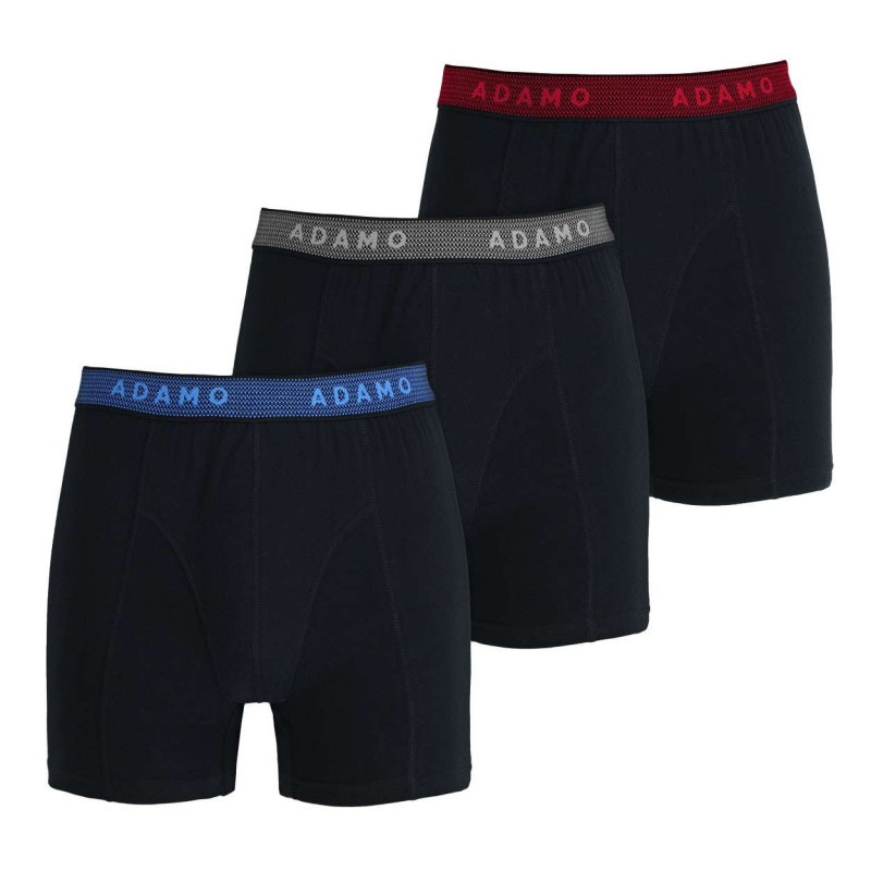 Adamo - Lot De 3 Boxers En Coton Noir Unis Avec Une Coupe Fermée Et Taille élastiquée - Noir Adamo - Lot De 3 Boxers En Coton Noir Unis Avec Une Coupe Fermée Et Taille élastiquée - Noir