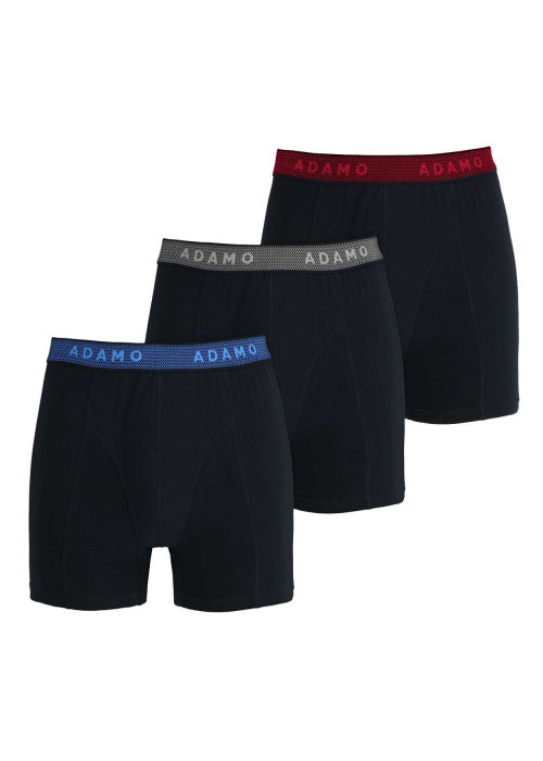 Lot de 3 Boxers en coton noir unis avec une coupe fermée et taille élastiquée