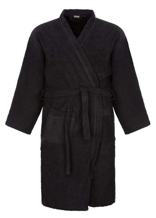 Peignoir de bain homme noir uni avec une ceinture à nouer à la taille