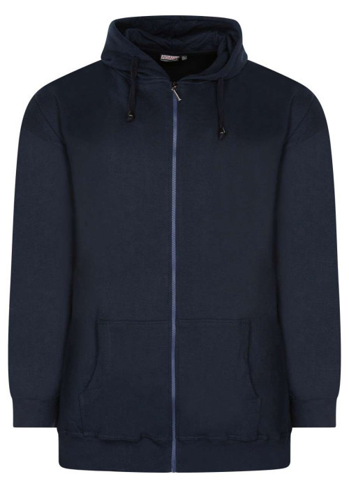 Sweat homme marine uni à fermeture zippée et un col à capuche