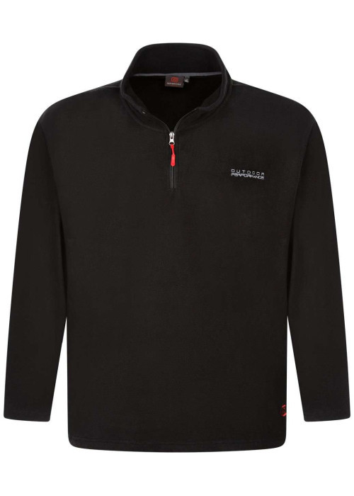 Sweat noir uni avec un col montant zippé et des manches longues