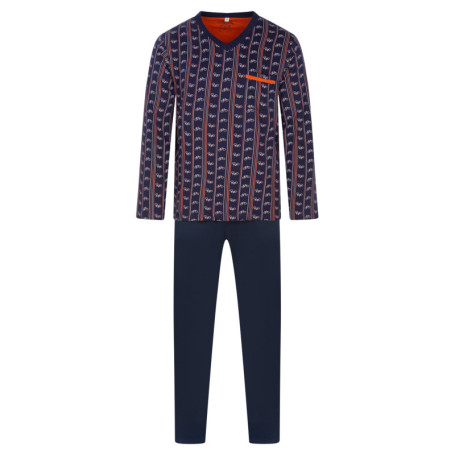 Pyjama long en coton marine imprimé vélo avec...