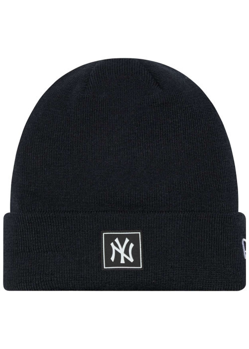 Bonnet noir uni avec logo de la marque brodé sur le côté du revers