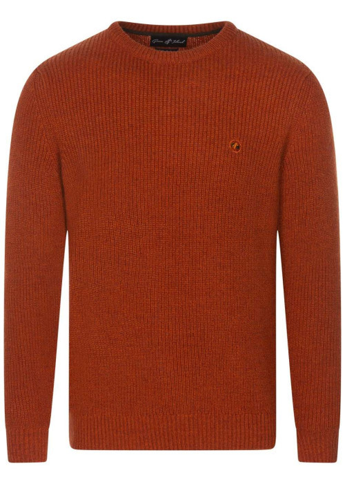 Pull orange uni avec une coupe droite, un col rond et à manches longues
