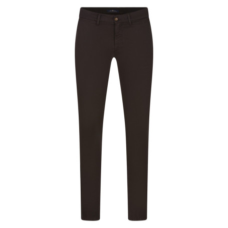 Pantalon Chino en coton marron uni avec une...