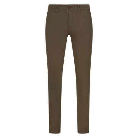 Pantalon chino en coton camel effet nid...