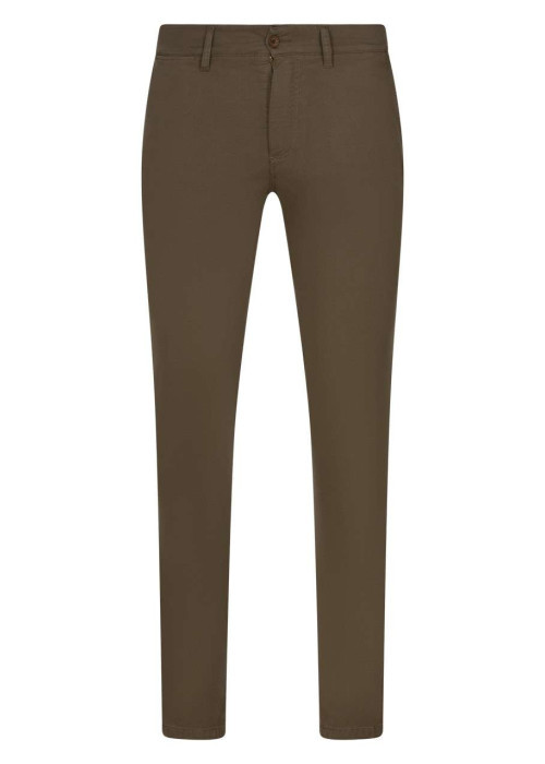 Pantalon chino en coton camel effet nid d'abeille avec une coupe droite