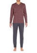 Thumbnail Pyjama long Ottawa en coton gris à col imprimé imprimé géométrique et logo brodé sur le pantalon