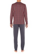 Thumbnail Pyjama long Ottawa en coton gris à col imprimé imprimé géométrique et logo brodé sur le pantalon - Image 3