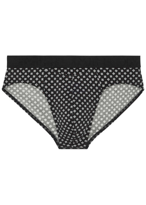 Slip Fortaleza noir à imprimé trèfles et pois avec logo brodé sur la taille élastiquée