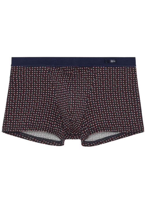 Boxer classique Figari marine à imprimé géométrique blanc et rouge coupe ouverte