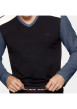 Thumbnail Pyjama long en coton à tee-shirt bicolore à coupe droite, col V et taille élastiquée à imprimé logo - Image 3