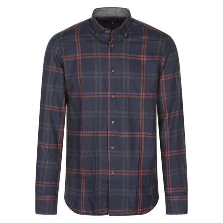 Chemise en coton marine à carreaux avec une...