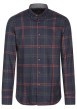 Thumbnail Chemise en coton marine à carreaux avec une coupe droite et col américain - Image 2