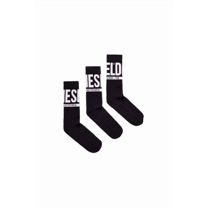 Diesel - Lot De 3 Paires De Chaussettes Hautes En Coton Mélangé Noires - Noires Diesel - Lot De 3 Paires De Chaussettes Hautes En Coton Mélangé Noires - Noires