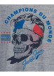 Thumbnail T-shirt col rond en coton gris chiné avec tête de mort floquée sur le thème de la coupe du monde - Image 2
