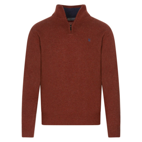 Pull en laine brique uni avec un col camionneur...
