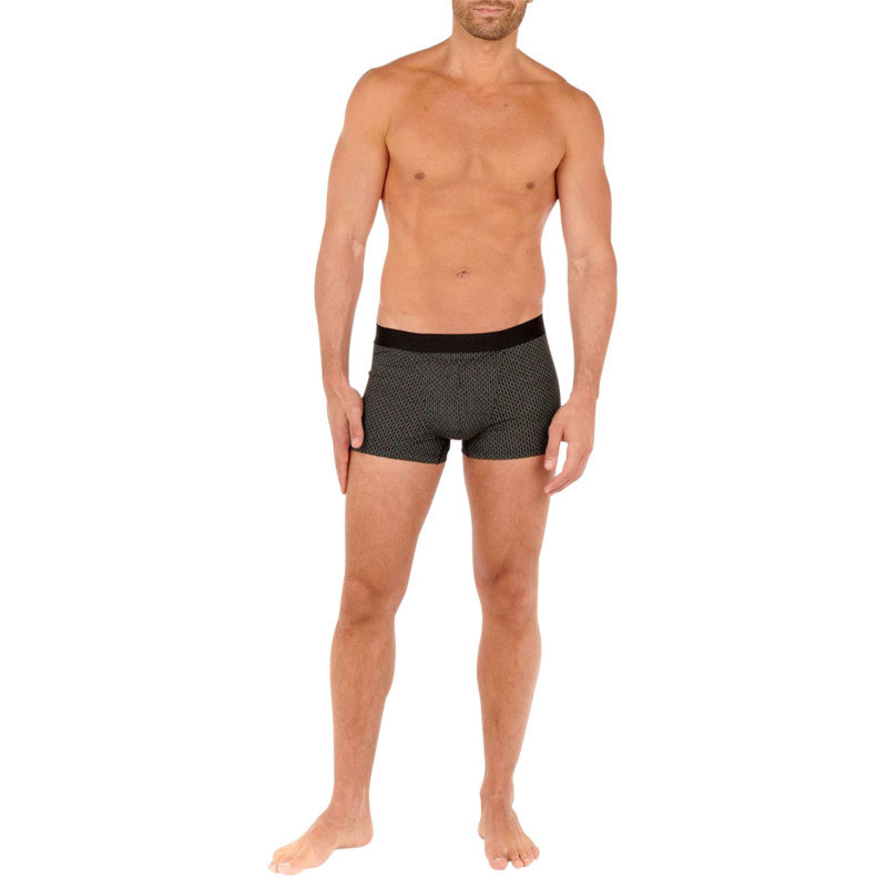 Hom - Boxer Noir Avec Une Coupe Fermée Et Imprimé Géométrique - Noir