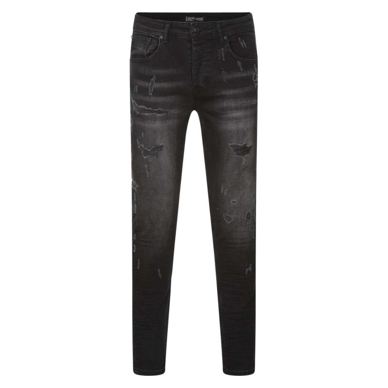 Project X - Jean En Coton Noir Uni Avec Une Coupe Skinny Et Un Effet Troué - Noir Project X - Jean En Coton Noir Uni Avec Une Coupe Skinny Et Un Effet Troué - Noir