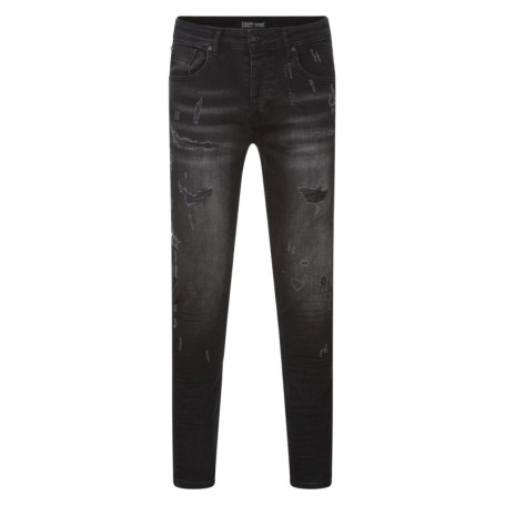 Jean en coton noir uni avec une coupe skinny et...