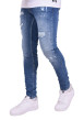 Thumbnail Jean bleu en coton effet délavé avec une coupe slim et une taille Intermédiaire - Image 2
