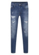 Thumbnail Jean bleu en coton effet délavé avec une coupe slim et une taille Intermédiaire - Image 5