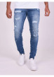 Thumbnail Jean bleu en coton effet délavé avec une coupe slim et une taille Intermédiaire - Image 6