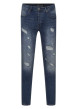 Thumbnail Jean troué en coton indigo uni avec une coupe skinny