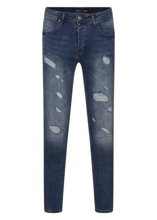 Jean troué en coton indigo uni avec une coupe skinny