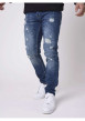 Thumbnail Jean troué en coton indigo uni avec une coupe skinny - Image 2