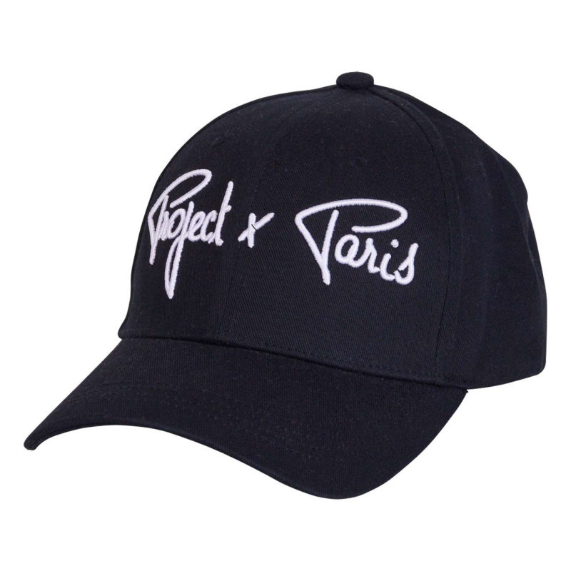 Project X - Casquette Noire Unie En Coton à Visière Courbée Et à Logo Brodé En Blanc - Noire Project X - Casquette Noire Unie En Coton à Visière Courbée Et à Logo Brodé En Blanc - Noire