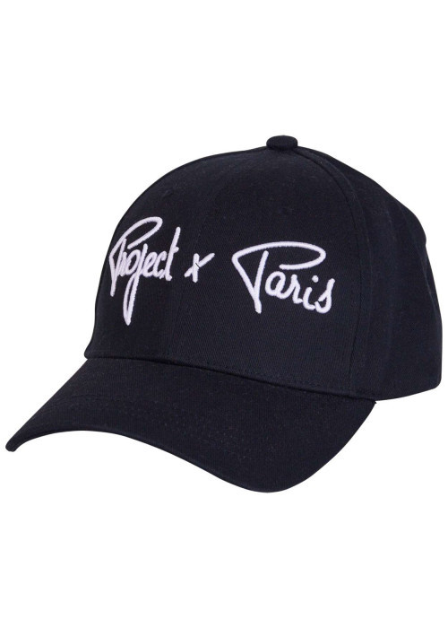 Casquette noire unie en coton à visière courbée et à logo brodé en blanc