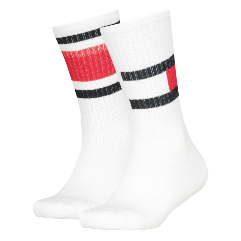 Tommy Hilfiger - Lot De 2 Paires De Chaussettes Hautes En Coton Mélangé Blanches Unies - Blanc