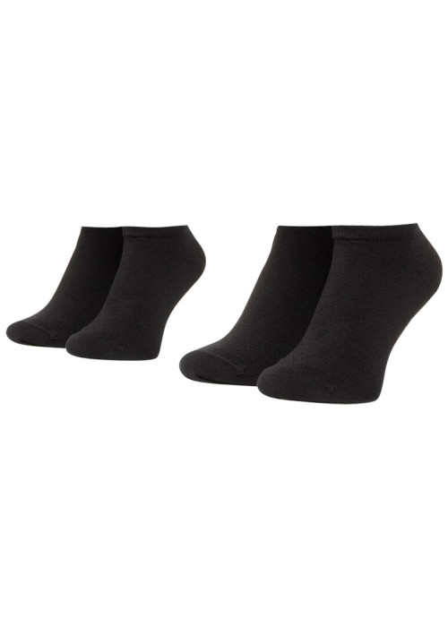 Lot de 2 paires de chaussettes basses en coton mélangé noires unies