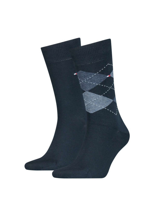 Lot de 2 paires de chaussettes hautes en coton mélangé marine unies