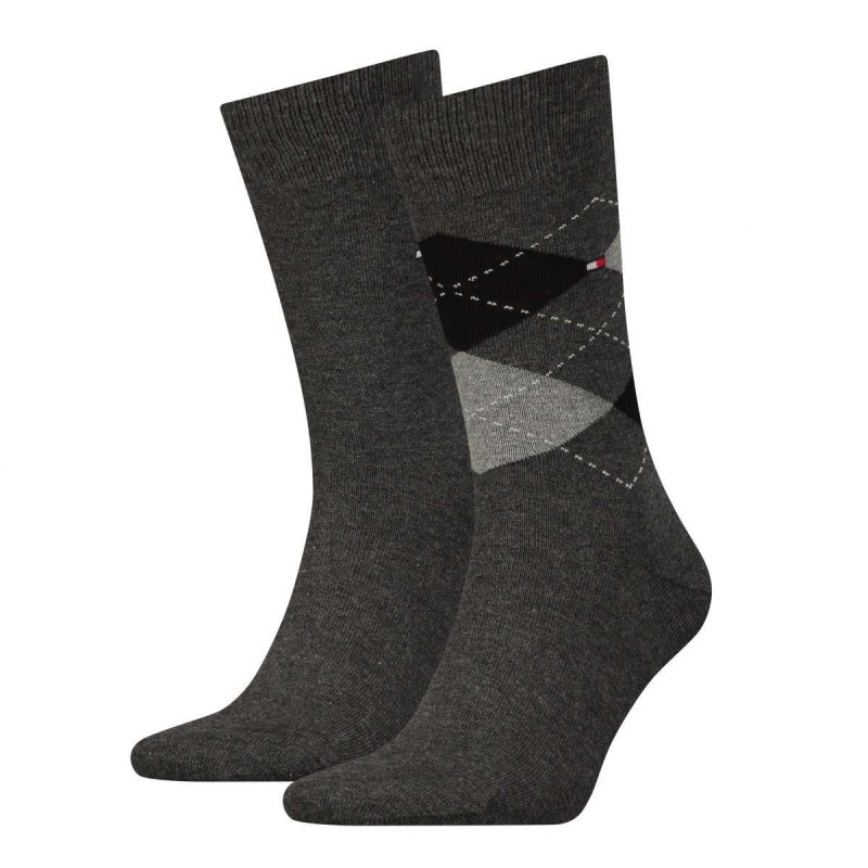 Tommy Hilfiger - Lot De 2 Paires De Chaussettes Hautes En Coton Anthracite - Gris