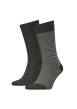 Thumbnail Lot de 2 paires de chaussettes hautes en coton mélangé anthracite unies avec une coupe haute et des rayures