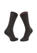 Thumbnail Lot de 2 paires de chaussettes hautes en coton mélangé anthracite unies avec une coupe haute et des rayures - Image 3