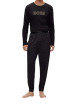 Thumbnail Coffret pyjama long en coton noir imprimé avec une coupe fermée un col rond - Image 4