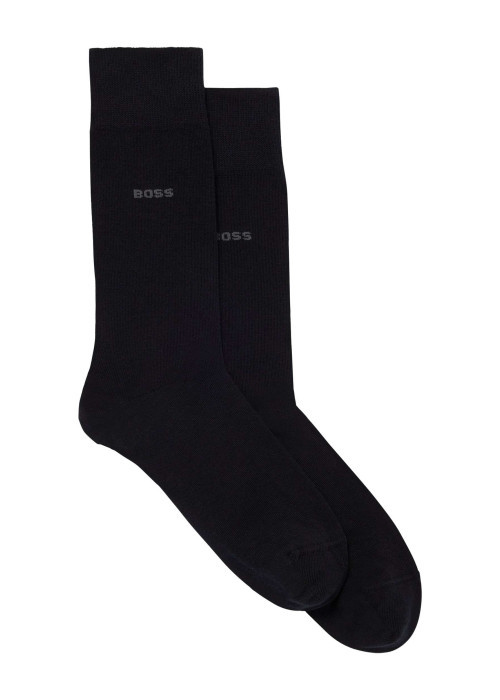Lot de 2 paires de chaussettes hautes en coton mélangé noires unies