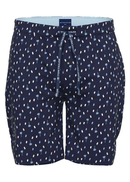 Short de pyjama en coton à imprimé ciel sur fond marine, taille élastiquée