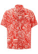 Thumbnail Chemise rouge fleurie à coupe droite col cubain et à manches courtes