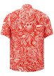 Thumbnail Chemise rouge fleurie à coupe droite col cubain et à manches courtes - Image 2