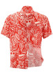 Thumbnail Chemise rouge fleurie à coupe droite col cubain et à manches courtes - Image 3