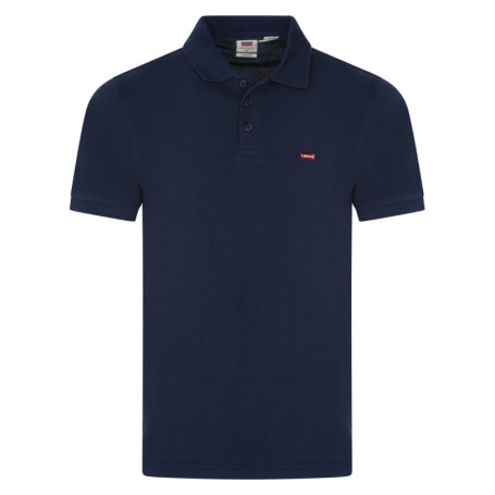 Polo en maille piquée de coton bleu marine à...