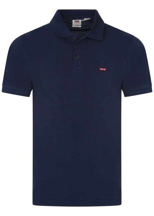 Polo en maille piquée de coton bleu marine à col boutonné et Batwing poitrine