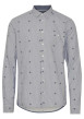 Thumbnail Chemise en coton gris à rayures bleu marine, à coupe slim et col français
