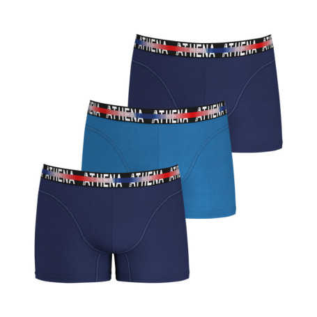 Lot de 3 Boxers en coton bleu unis coupe fermée...