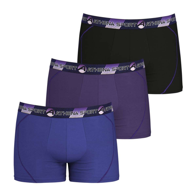 Athéna - Lot De 3 Boxers Multicolores Unis Avec Une Coupe Fermée Et Taille élastiquée - Multicolore