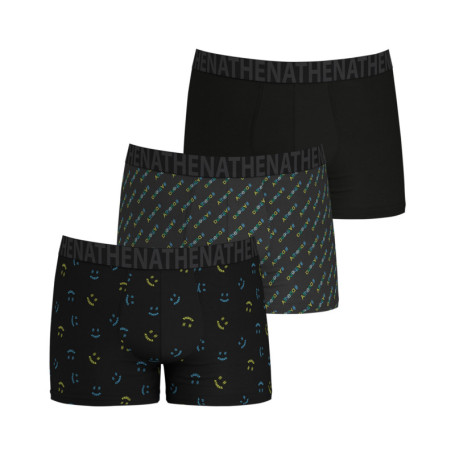 Lot de 3 Boxers en coton noir unis avec une...